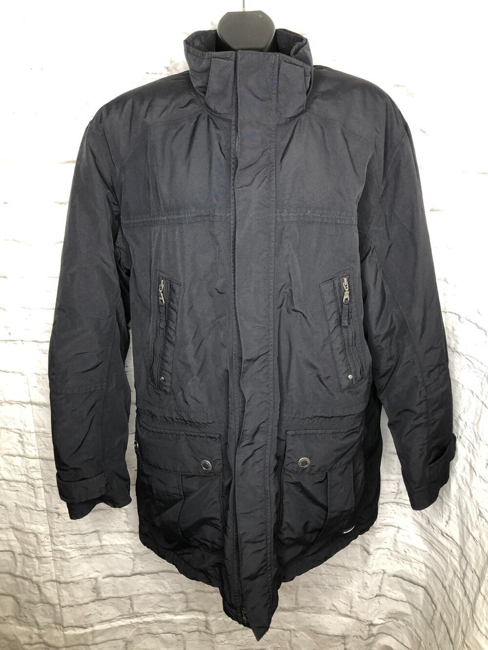 Lands’ End Squall Stadium Coat Men XL 46-48 Black Parka Hooded Winter Long Coat